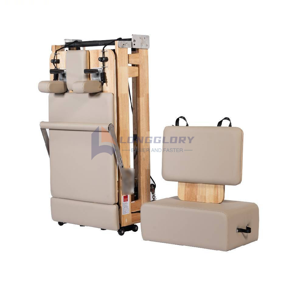 Reformador de Pilates plegable de roble
